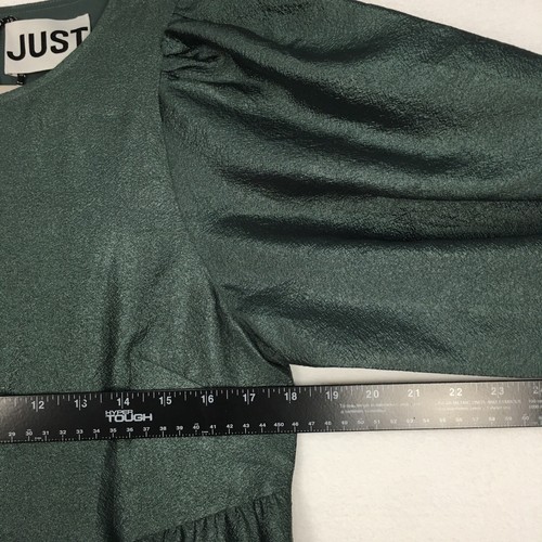 JUST FEMALE Lined Mae Dress Size XS Green Balloon Sleeve EUC - Picture 8 of 12