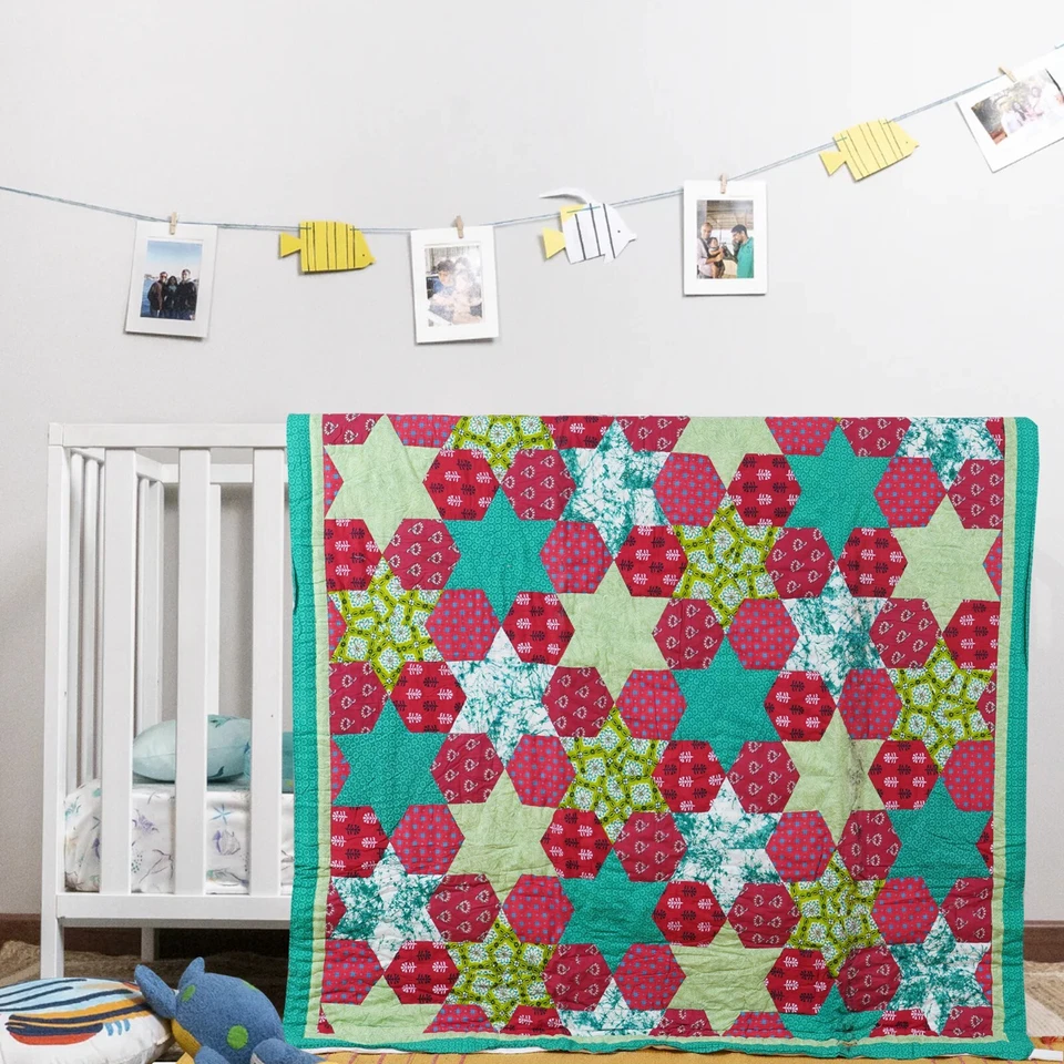 Colcha edredón bebé retazos vintage india hecha a mano edredón algodón Foto 2 de 4