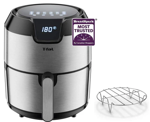 T-fal Easy Fry Air fryer, 4.4 Quart/4.2L XL Capacity, Shake Reminder, Stainless