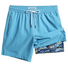 Mens Swim Trunks with Compression Liner 7 Inch Inseam Mens Bathing Suit Quick...