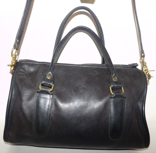 Vintage Coach New York Black Leather Dr Satchel Speedy Bag & Strap No Hang Tag - Picture 10 of 24