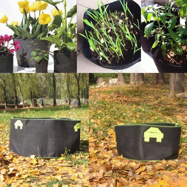 5pcs X 200 Gallon Fabric Grow Pots Bags Smart Dirt Plant W 4 Gallon Fabric Grow Pots Bags Smart