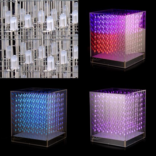 3D A Todo Color 8x8x8 Cubo RGB LED Juego Espectro de Música con MICRÓFONO HAZLO TÚ MISMO KIT/ Acabado - Imagen 6 de 14