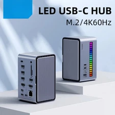 USB C Docking Station with Dual HDMI-compatible M.2 SSD Enclosure Etherne