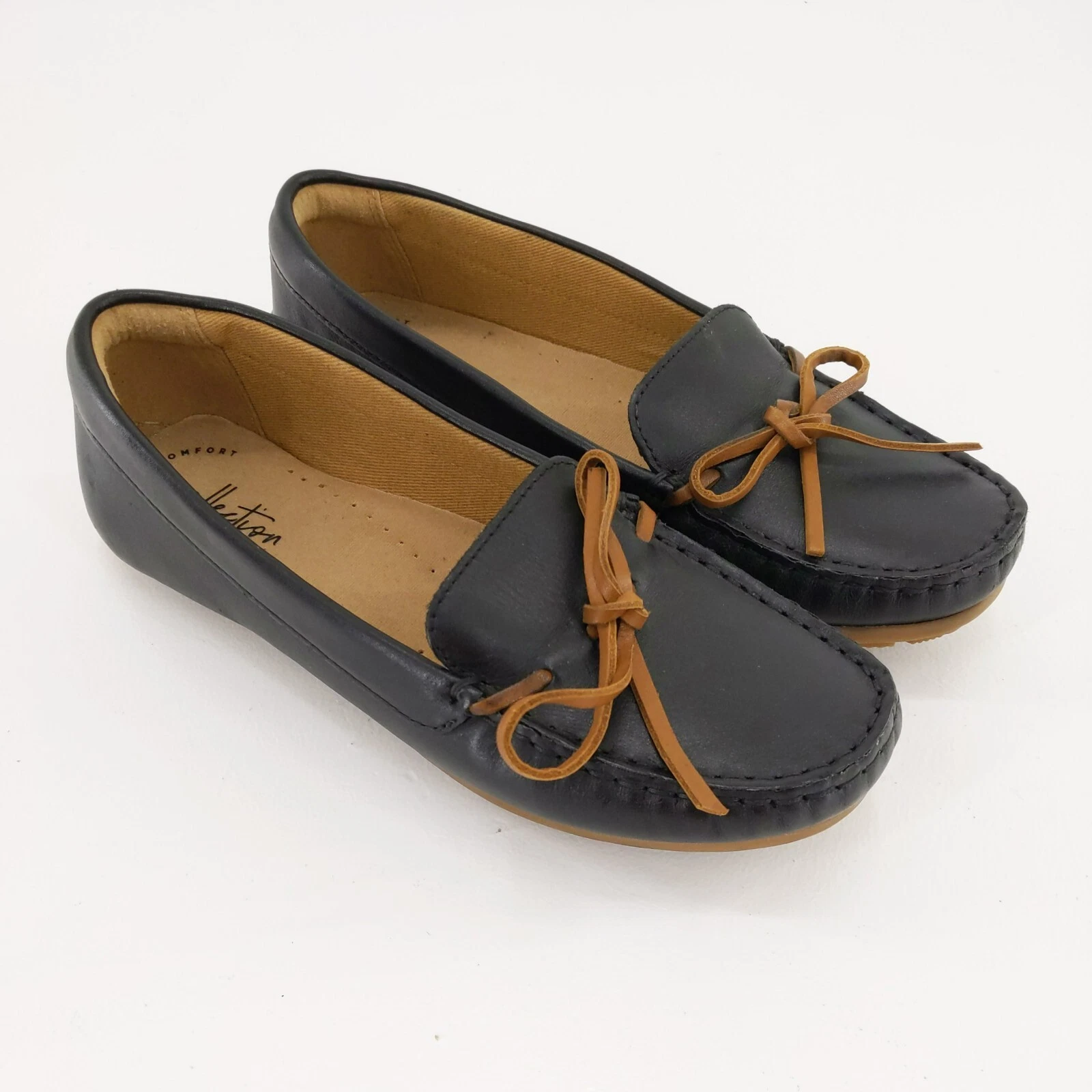 Scarpe mocassini Clarks Comfort Collection donna taglia 7M pelle nera mocassini guida