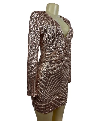 rose gold sparkly dress short Floral-Sequin Backless Short Jovani Cocktail Dress Rose Gold / 6 main image 0