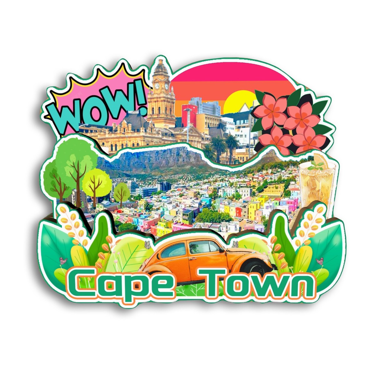 Wedare 3D Table Mountain Cape Town Fridge Magnet - South Africa Travel Souvenir, Handmade Resin Magnet