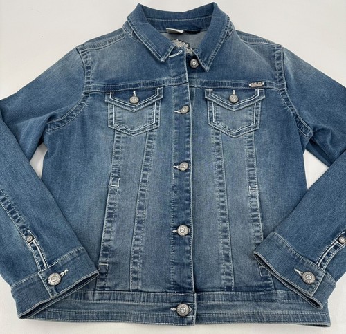Harley Davidson Motorcycles WOMENS Blue Button Close Embellished Denim Jacket XL - Picture 14 of 24