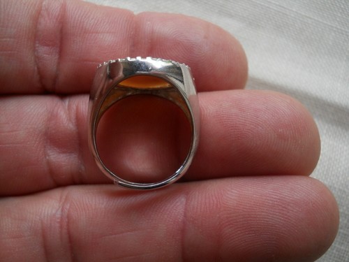 ANELLO in CAMMEO SARDONICO ( la spada nel cuore ) SU ARGENTO .925 con pietre - Foto 9 di 10