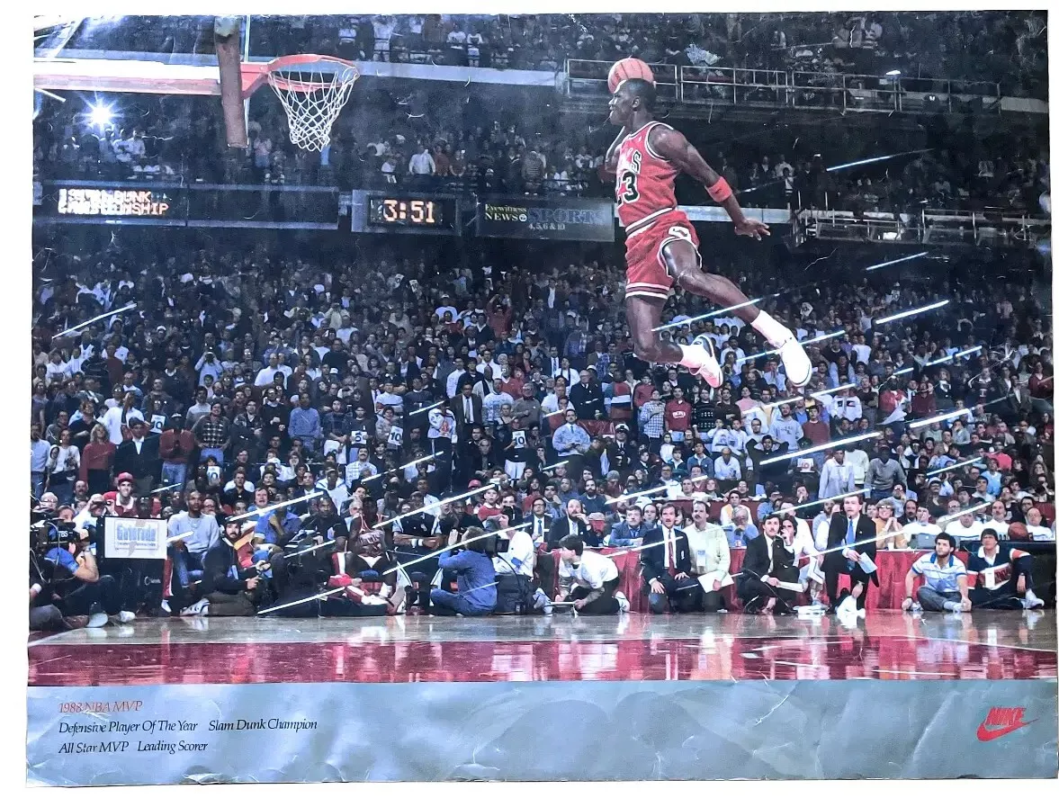 Rare Vintage NBA MVP Slam Dunk Champion Michael Jordan Nike Poster Bulls eBay