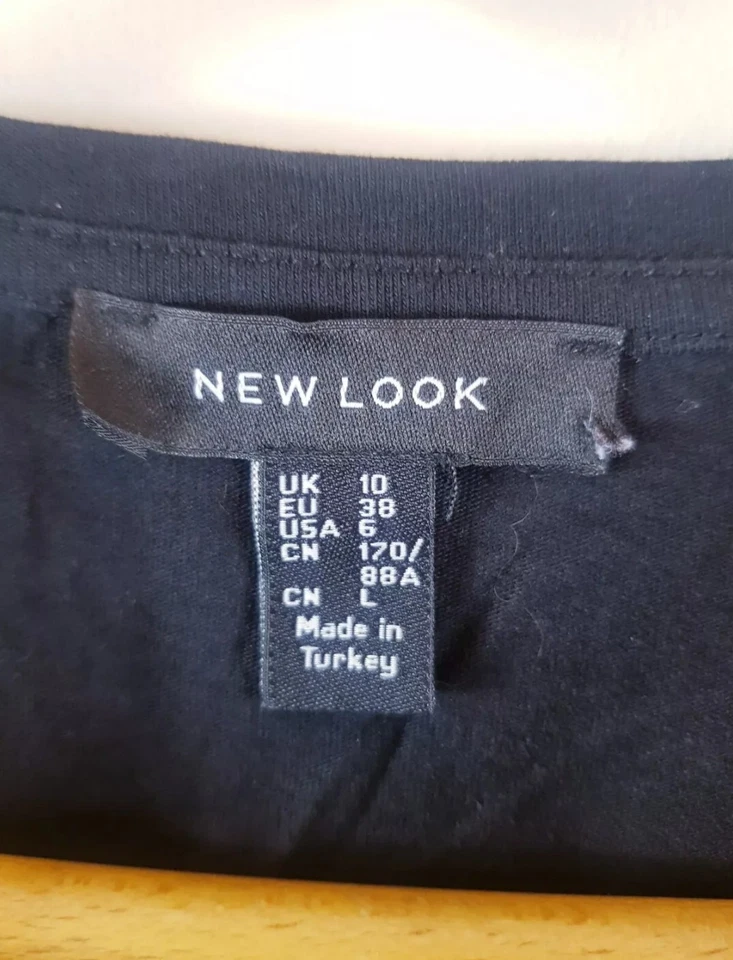 Women’s Black T Shirt From New Look Size 10 Honey - Image 4 of 4