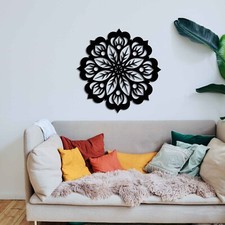 Modern Flower Design Wooden Mandala Wall Art - Unique Art Decor for Living Room