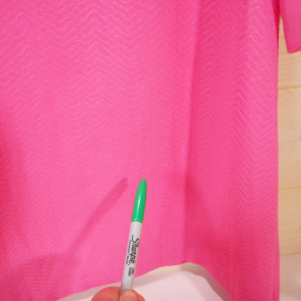 Vintage 70s Handmade Pink Dress Long Sheer Sleeves Floral Collar XS Bust 33" - Image 2 of 4