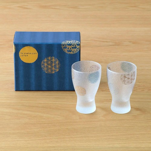 ADERIA Premium Marumon Round Pattern Sake Glass Pair Set S-6210 MADE IN JAPAN - Picture 5 of 7