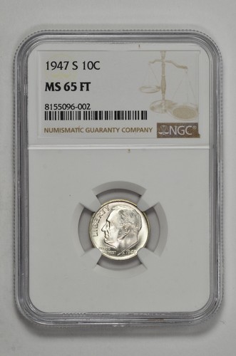 1947 S 10C Silver Roosevelt Dime NGC MS 65 FT - 第 1/2 張圖片