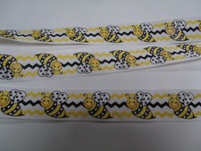 3 1/2 YARDS 7/8" GROSGRAIN RIBBON G1 BUMBLE BEE BLACK YELLOW WHITE HAIRBOW G1 