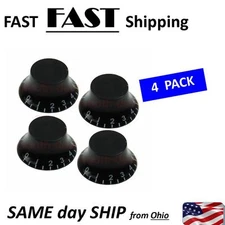 4 PACK ---  Black Top Hat Speed Control Knob Numerals for LP Electric Guitar