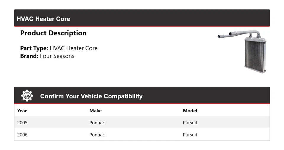 Для 2005-2006 Pontiac Pursuit HVAC обогреватель Core 4 сезона - Изображение 2 из 4