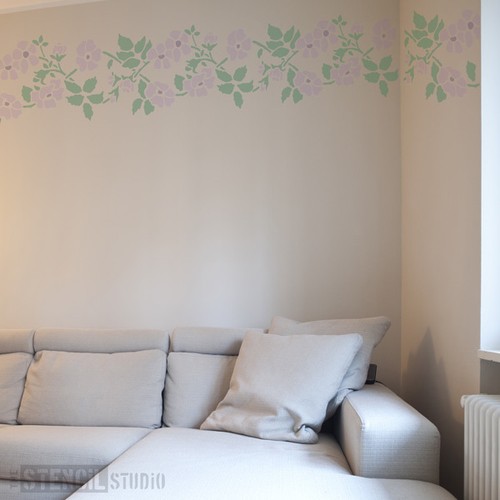 Briar Rose Floral Border STENCIL Reusable Laser Cut Stencils - home decor 10026 - Picture 11 of 12