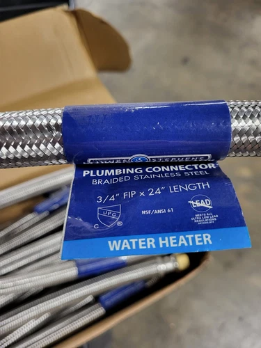 Jones Stephens, 3/4 in. FIP x 3/4 in. FIP x 24 in. Length Braided Stainless Stee - Picture 2 of 5