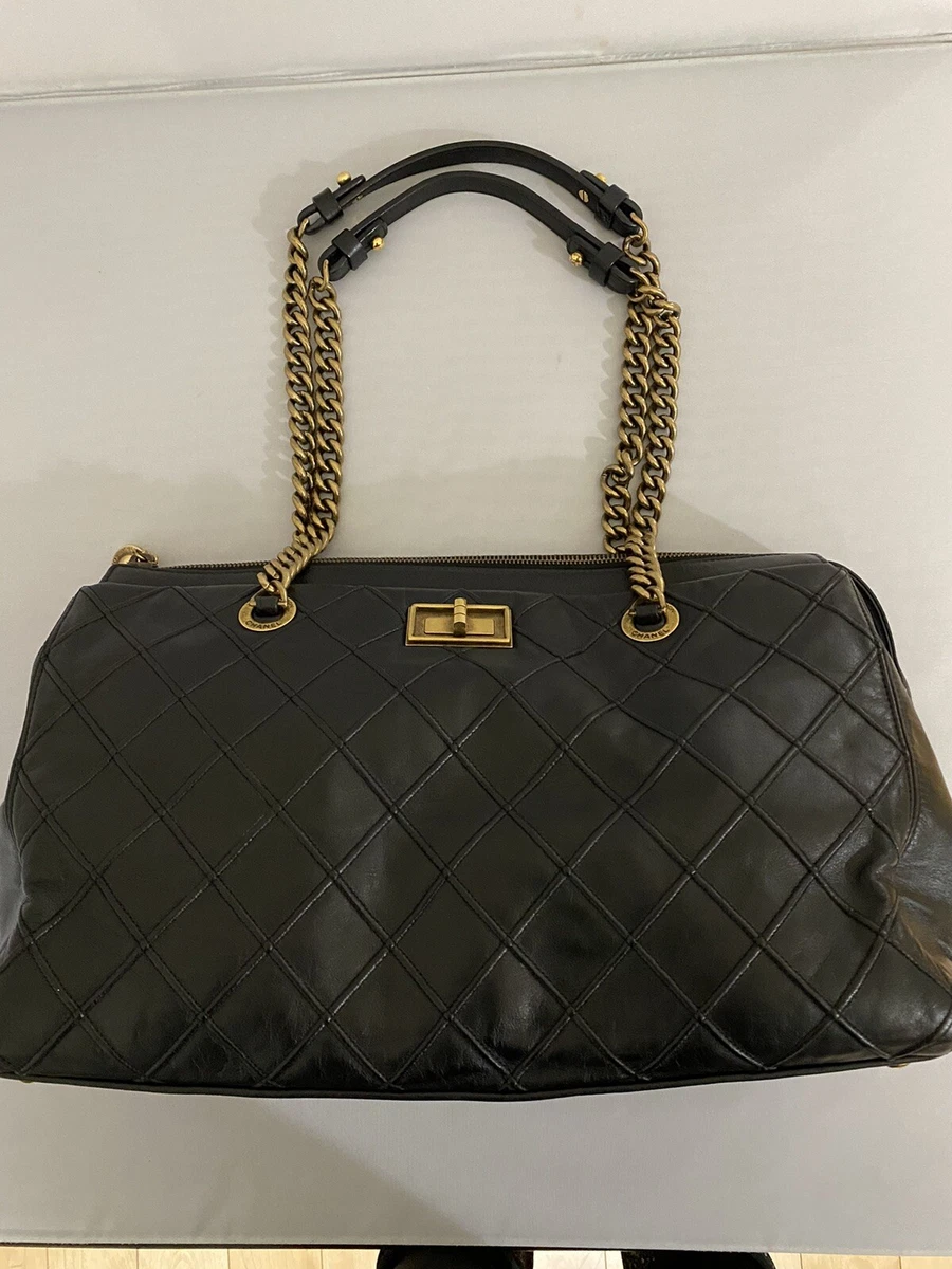 Chanel Vintage Black Quilted Zipper Tote - Vintage Lux