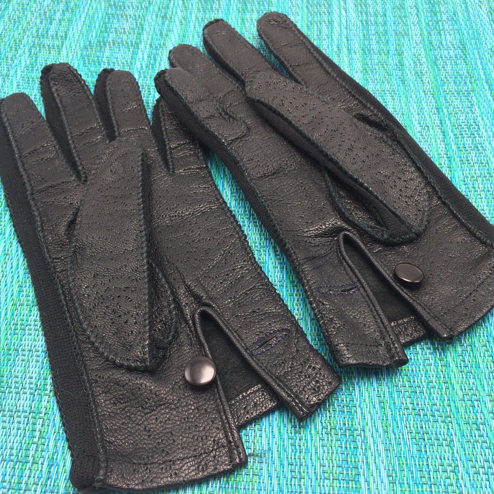 Black Deerskin Leather Driving Gloves Womens Button C… Gem