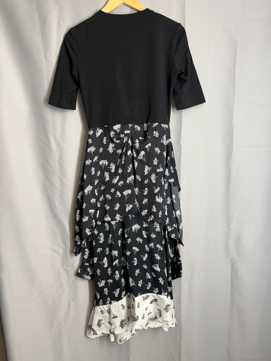 MAJE Paris Raprina Mixed Material Midi Dress MSRP$455 Summer