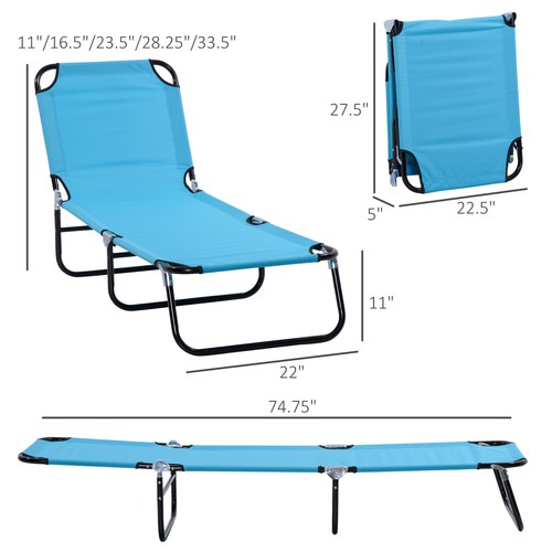 Portable Outdoor Sun Lounger Folding Chaise Lounge Sun Tanning Chair for Beach - Picture 3 of 9
