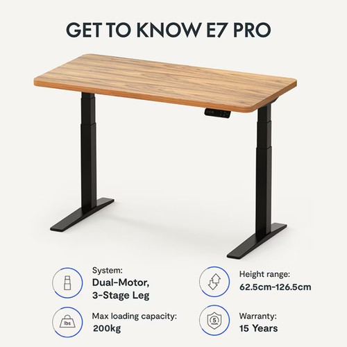 FLEXISPOT E7 Pro 200kg Capacity Electric Standing Desk Dual Motor 3-Stage - Picture 12 of 144