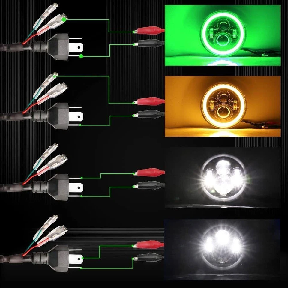 Par Fit Chevy Bel Air 1953 1954 1955 1956 1957 7"" Farol de LED Verde HALO DRL - Imagem 4 de 4