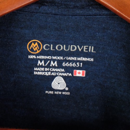 Cloudveil Shirt Mens Medium Blue Merino Wool Base Layer Lightweight Outdoor - Picture 6 of 9