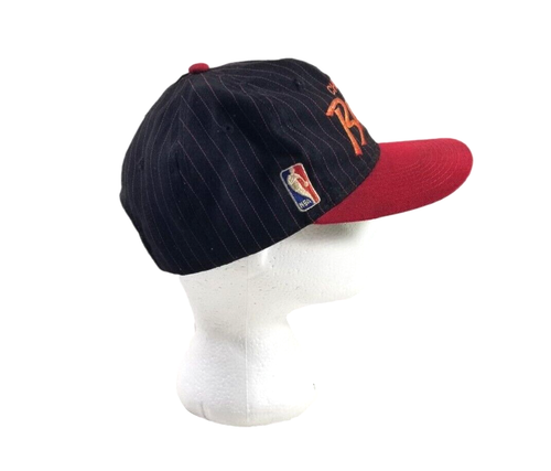 Vtg Chicago Bulls Sports Specialties Pinstripe Script Wool Black Snapack Hat Cap - Picture 6 of 9