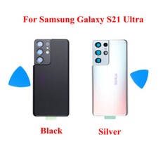 Battery Back Door Glass Cover with Camera Lens For Samsung Galaxy S21 Ultra