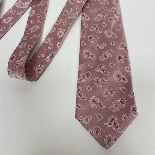 Hugo Boss Neck Tie Men's PINK Paisley Geometric 100% Silk Made In Italy A10 - Picture 5 of 9