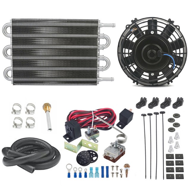 TRANSMISSION OIL COOLER 12 VOLT FAN ADJUSTABLE THERMOSTAT CONTROLLER