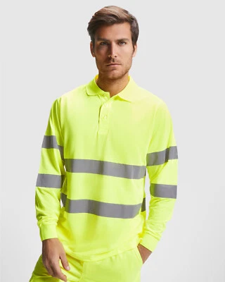 NEONWEAR HiViz NEON-Warn-Poloshirt langarm Workwear Sicherheit Warnpolo Strassenbau