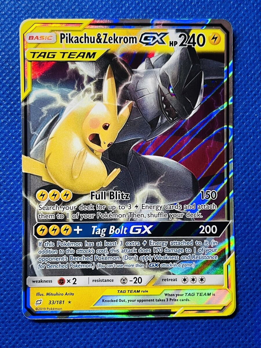 Pikachu E Zekrom GX Pokémon Carta Em Português 33/181 - Lista Kids