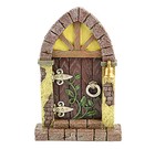 Exposed Brick Fairy Door, Arched Door with German Schmear Brick, 9" Garden Door