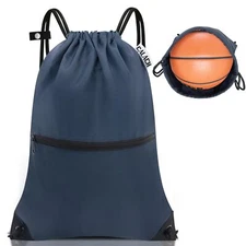 Draw String Back Bag Large Gym Sports String Backpack With Front&inside Zipper P
