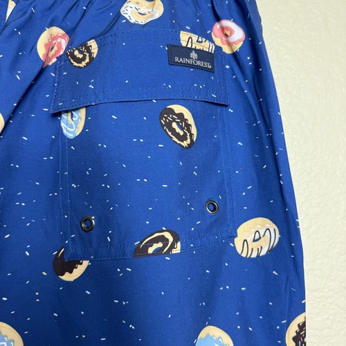 Rainforest Men's Swim Trunks Navy Size L Donuts Back Pocket 4-Way Stretch Lined - Picture 3 of 8
