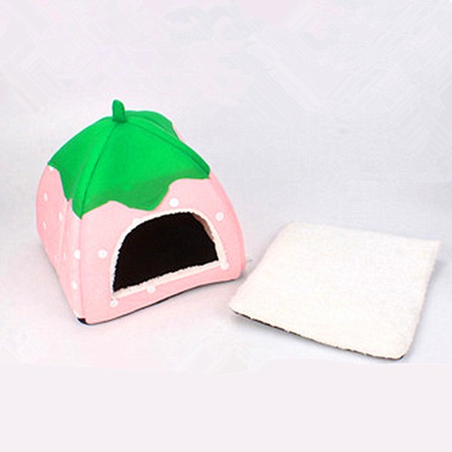 Guinea Pig Small Animal Bed Snuggle Pouch Cuddle Sack Strawberry Sleep Bag Red - Picture 3 of 4