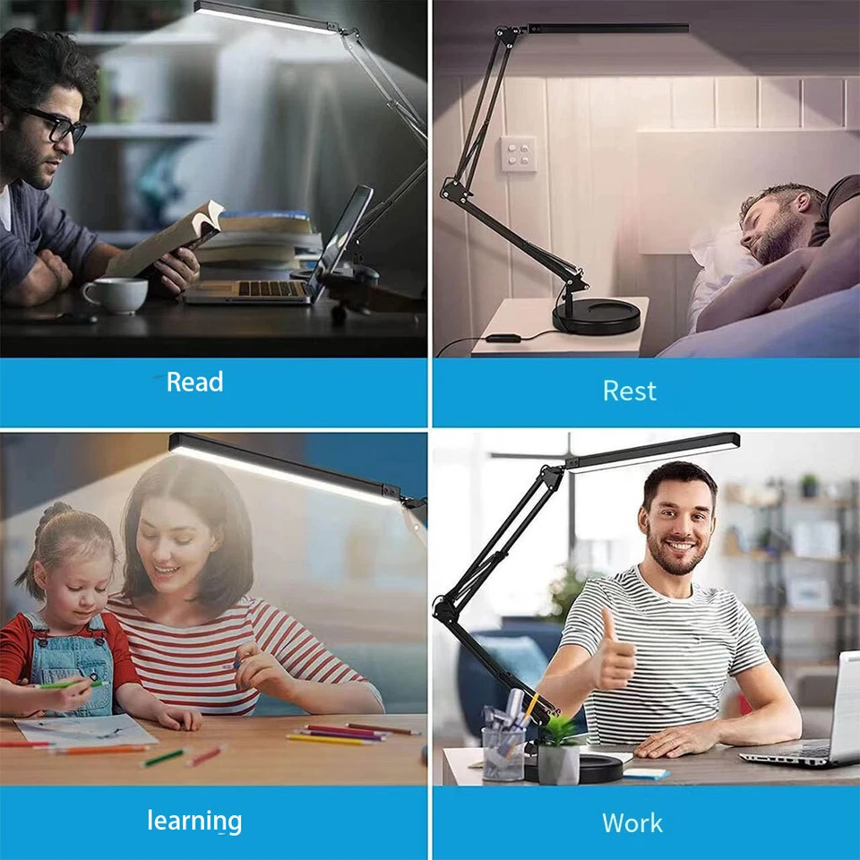 Adjustable Desk Lamp With Clamp USB Plug For Learning Reading And Working  - Image 3 of 4