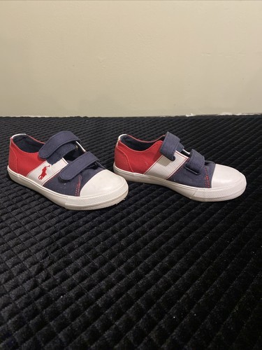 Polo Ralph Lauren Kids Shoes Sneakers Red, White, And Blue Polo Logo Size 11 - Picture 2 of 10