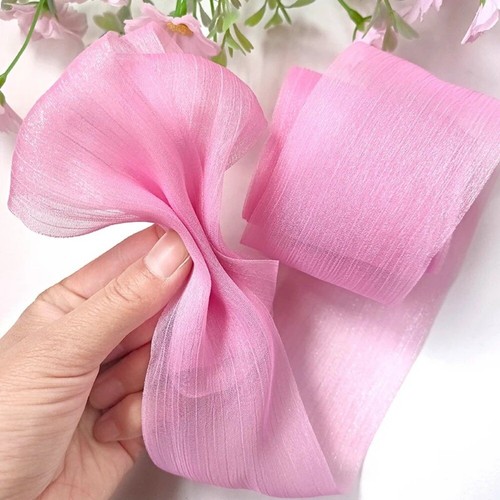 5M Pleated Chiffon Ribbon DIY Bow Ribbon New Tulle Yarn Wedding Party Supplies - Picture 4 of 18