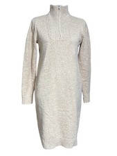 Lands' End Cozy Lofty Camel Color Zip High Neck Pullover Sweater Dress Sz S(6-8)