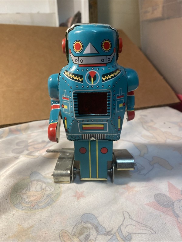 Miniature Tin Mechanical Mighty Robot Noguchi Great cond. Works