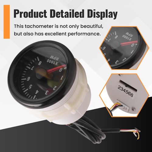 52MM Elektrischer Drehzahlmesser 0-8000 Min 2 Min Tachometer für 24074 - Bild 6 von 7