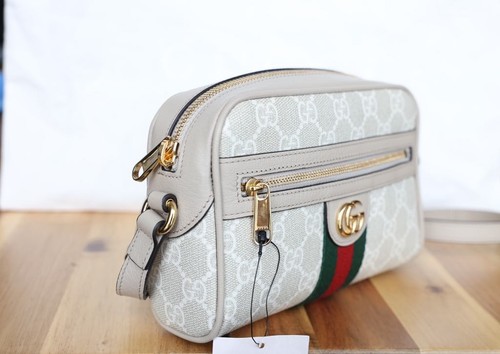 GUCCI Ophidia GG Supreme Mini Shoulder Bag canvas leather Beige White NEW women - Picture 4 of 5