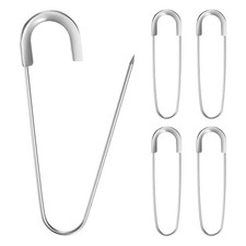 5-Pack Large Safety Pin, 3.15in(80mm) Heavy Brooch Pins [Silver Tone]