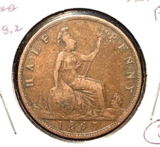 Great Britain 1863 half penny KM 748.2 VF